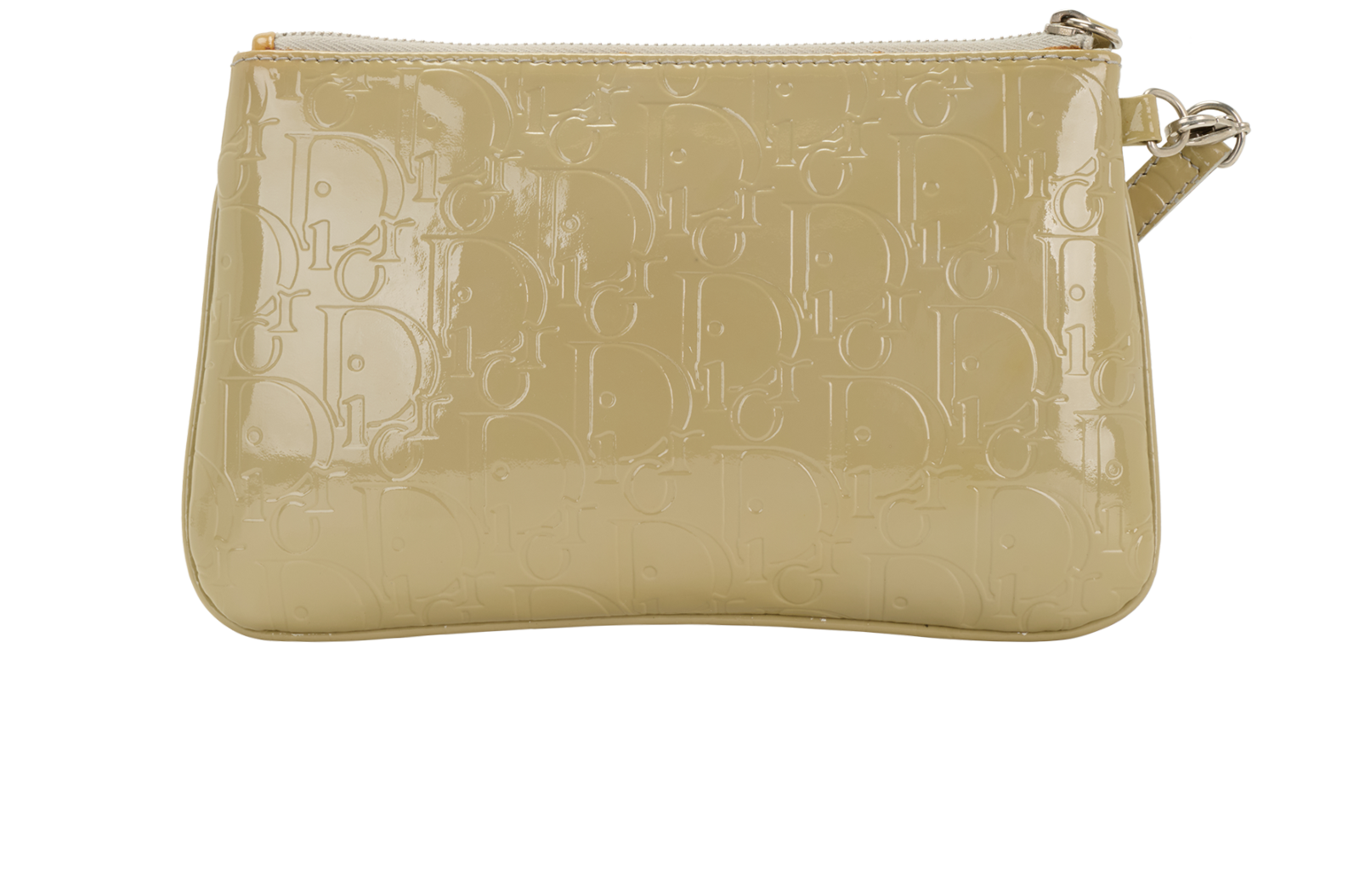 Oblique Embossed Pochette, &pound;295, Handbags, Green, Patent Leather, Back view